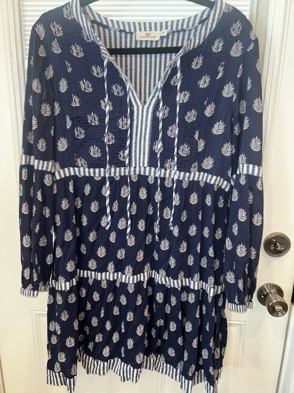Vineyard Vines Navy and White Patterned Dress